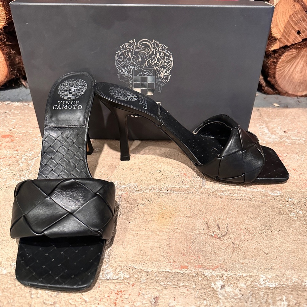 Vince Camuto Black Brelanie Heeled Sandals sz 9
